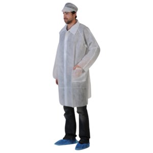 Blouse PLP non tissé blanc pressions col poches – 30 g/m² — référence JP-BVS-0007 — JProfi Pro