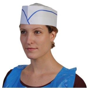 Calot papier blanc liseré bleu — référence JP-COC-0037 — JProfi Pro