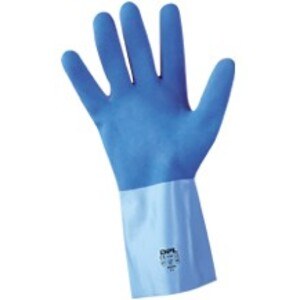 Gant latex main adhérisée bicolore bleu sur jersey coton — référence JP-GMP-0111 — JProfi Pro