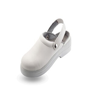 Sabot blanc microfibre lavable 30° semelle PU embout acier - SB E A — référence JP-CHC-0033 — JProfi Pro